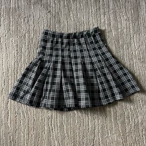 Altar’d State Black Plaid Pleaded Mini Skirt